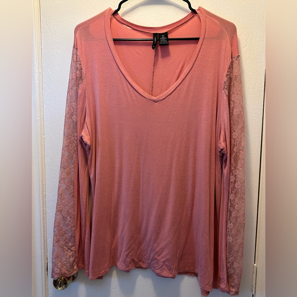 New Directions long sleeve semi see through top